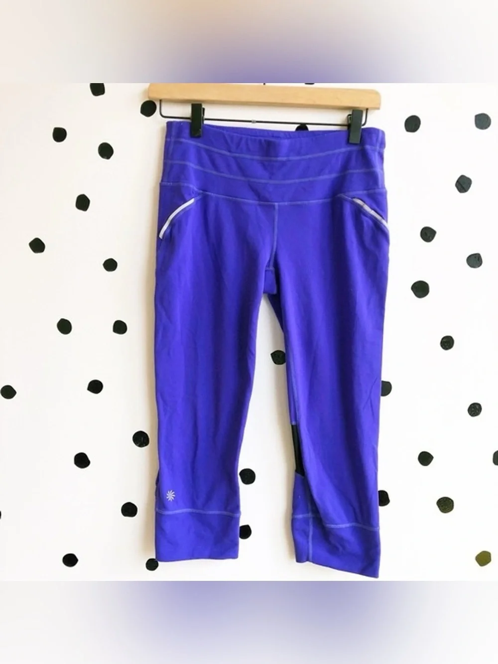 Athleta Purple Capri Leggings with Black Panels - Picture 3 of 8